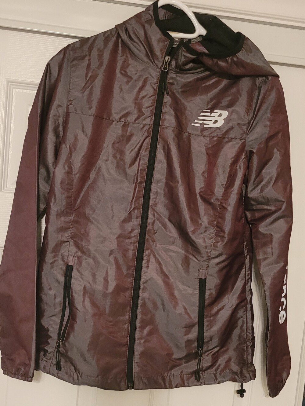 New Balance Women's Burgundy Hooded Windbreaker Jacket